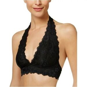Free People Women's Galloon Lace Halter Bralette Black